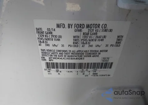 2014 Ford Edge Sel z USA, uszkodzony, nr VIN 2FMDK4JCXEBA49283